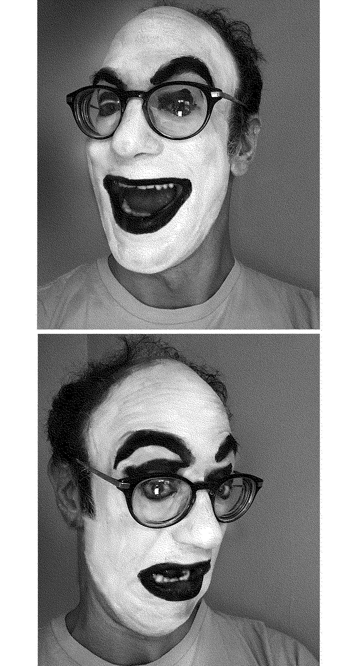 Duo de photos d’une personne souriant à la caméra