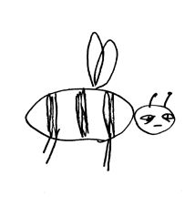 Dessin d’abeille en vol déprimé