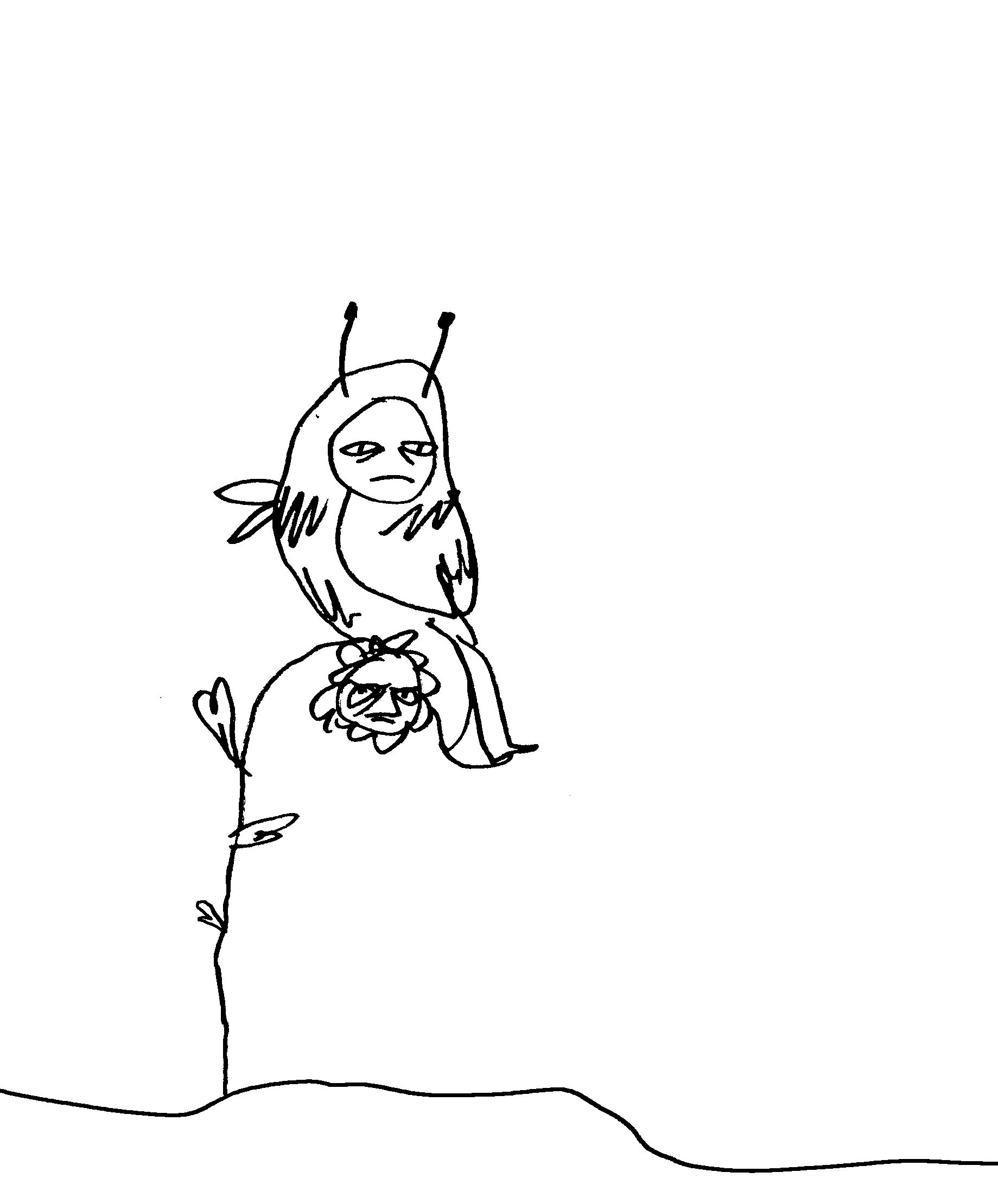 Dessin d’abeille déprimée sur une fleur