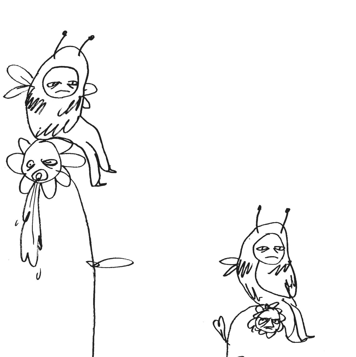 Dessin de deux abeilles tristes