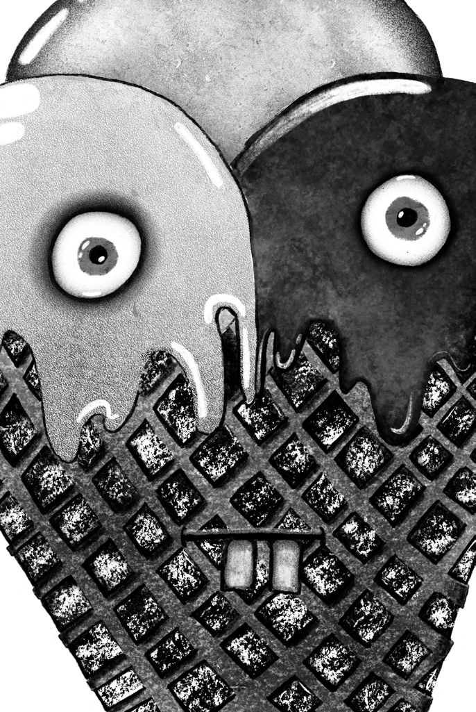 Dessin d’u cornet de glace avec des yeux