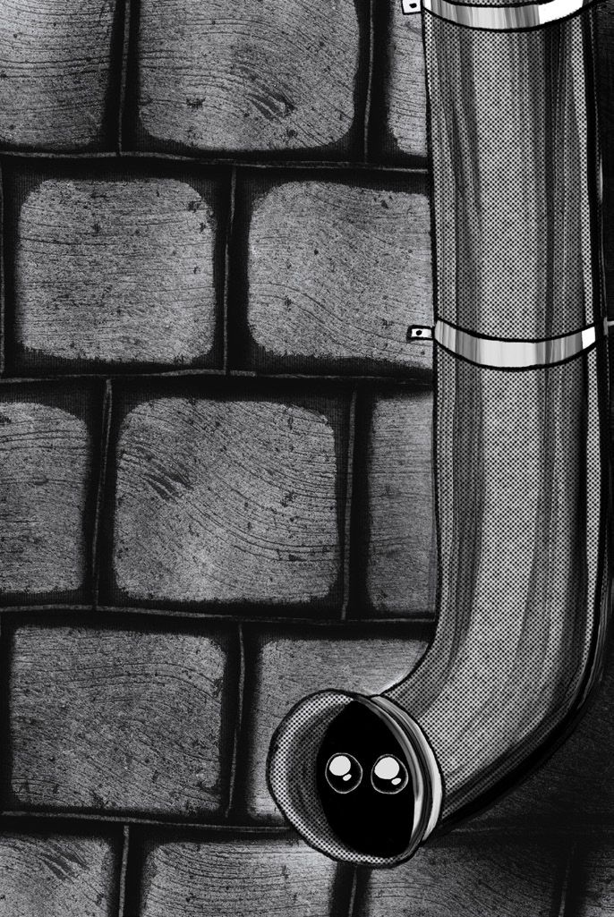 Dessin d’une gouttière avec des yeux mignons