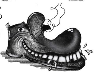 Dessin d’une chaussure qui sourit