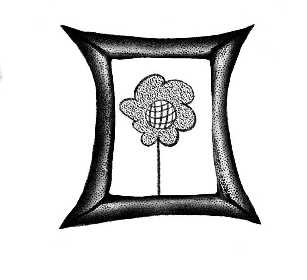 Dessin d’un cadre avec une photo de fleur
