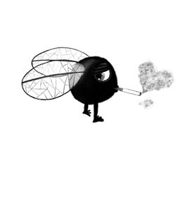 dessin de plusieurs mouches qui fument