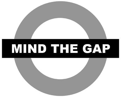 Photo d’un logo avec écrit "`Mind the gap`"